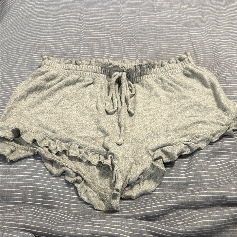 Gray Ruffle Hem Women's Shorts